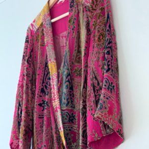 Embroidered Silk + Velvet Antrhopologie Floreat Blouse, Small